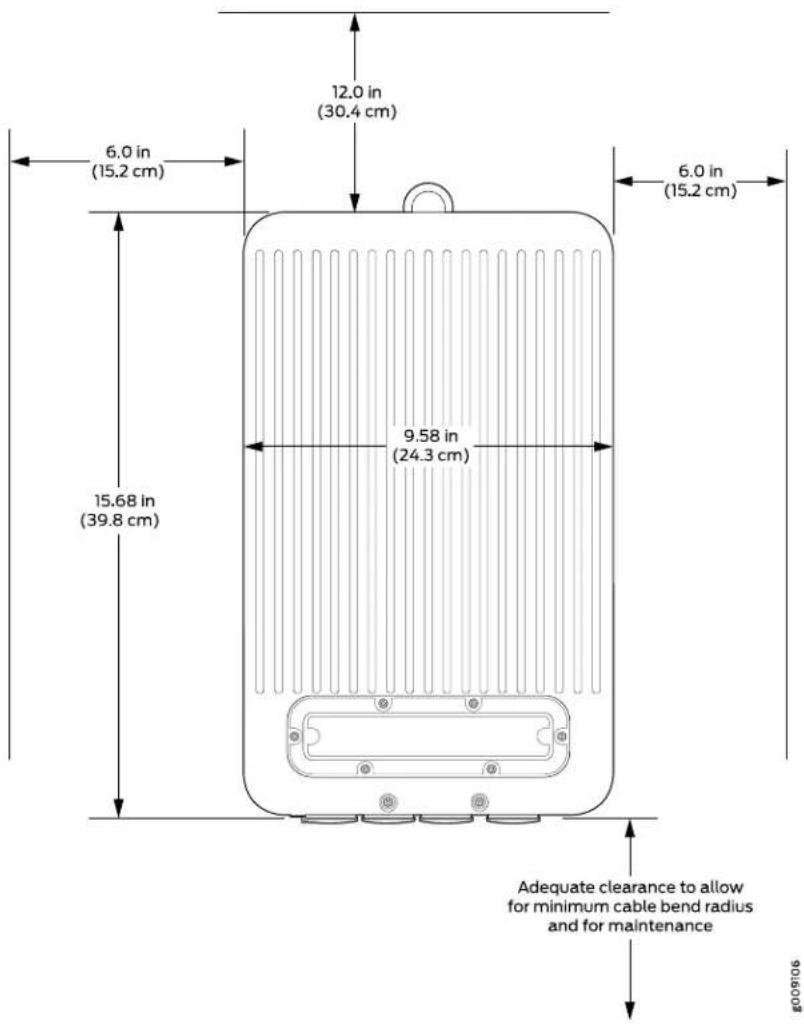 12.0 in (30.4 cm) 6.0 in (15.2 cm) 6.0 in (15.2 cm) 9.58 in (24.3 cm) 15.68 in (39.8 cm) Adequate clearance to allow for minimum cable bend radius and for maintenance 90/6002