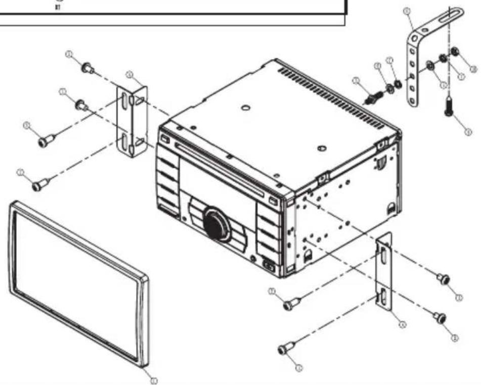 Exploded view diagram of an electronic device with labeled components and exploded view
