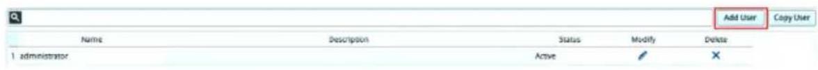 Add User Copy User Name Description Status Modify Delete 1 administrator Active X