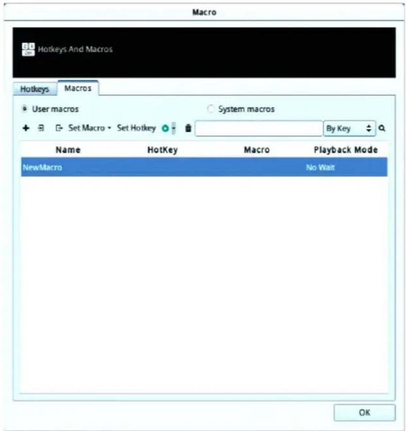 Macro Hotkeys And Macros Hotkeys Macros User macros System macros + Set Macro Set Hotkey By Key Name HotKey Macro Playback Mode NewMacro No Wait OK