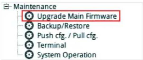 Maintenance Upgrade Main Firmware Backup/Restore Push cfg. / Pull cfg. Terminal System Operation