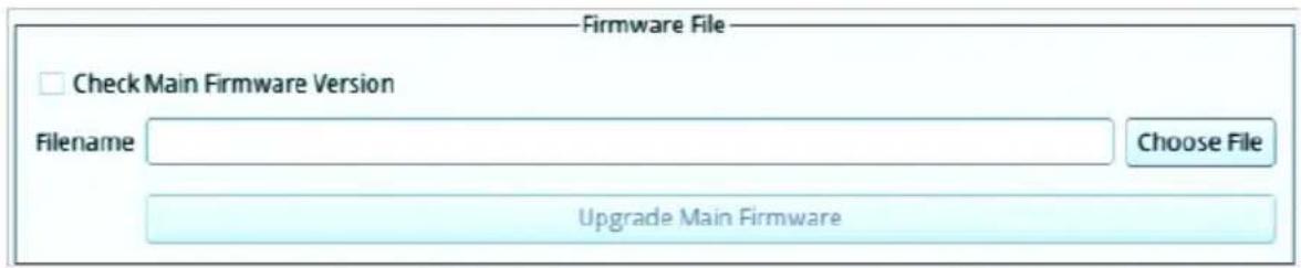 Firmware File □ Check Main Firmware Version Filename Choose File Upgrade Main Firmware