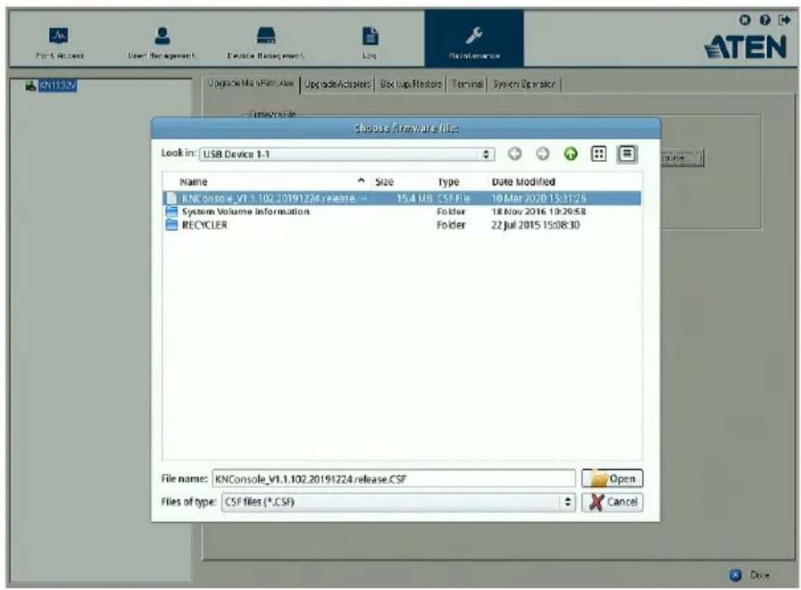 Name Size Type Date Modified KNConsole_V1.1.102.20191224.release.... 15.4 MB CSF File 10 Mar 2020 15:31:26 System Volume Information RECYCLER Folder 18 Nov 2016 10:20:58 Folder 22 Jul 2015 15:08:30 File name: KNConsole_V1.1.102.20191224.release.CSF Files of type: CSF files (*.CSF) Open Cancel