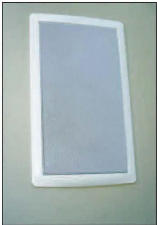 Rectangular white frame with a light blue interior, placed on a plain surface (no text or symbols visible)