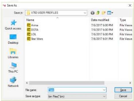 Viper V765 - CREATING AND SAVING USER PROFILES - 2