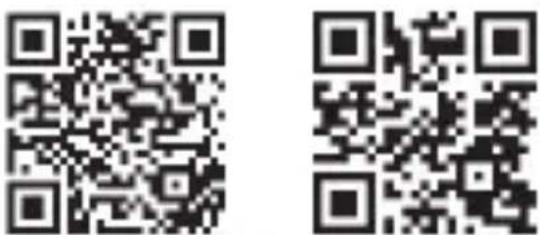 Two QR codes side by side, no visible text or symbols beyond the matrix patterns