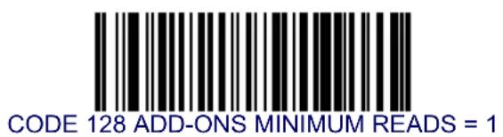 CODE 128 ADD-ONS MINIMUM READS = 1