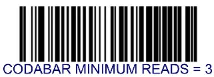 CODABAR MINIMUM READS = 3