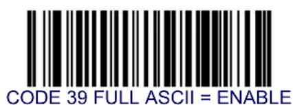 CODE 39 FULL ASCII = ENABLE