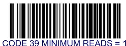 CODE 39 MINIMUM READS = 1