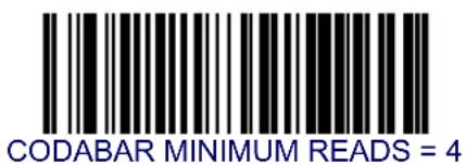 CODABAR MINIMUM READS = 4