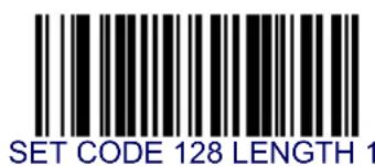 SET CODE 128 LENGTH 1
