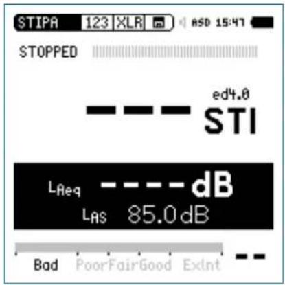 STIPA 123 XLR ASD 15:47 STOPPED ed4.0 STI LReq - - - dB LAS 85.0dB Bad PoorFairGood Extnt --