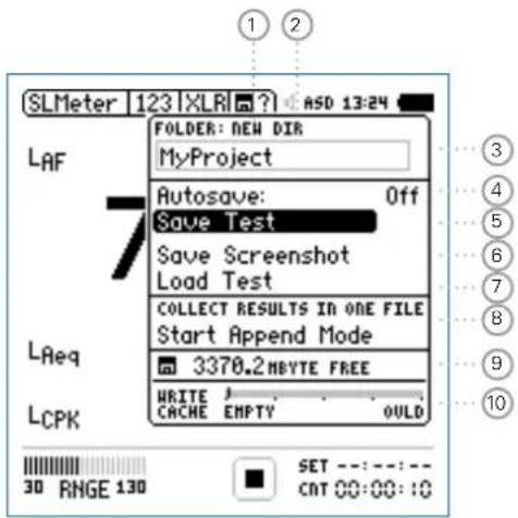 SLMeter 123 | XLR | ? | ASD 13:24 FOLDER: NEW DIR MyProject Autosave: Off Save Test Save Screenshot Load Test COLLECT RESULTS IN ONE FILE Start Append Mode 3370.2 MBYTE FREE WRITE / CACHE EMPTY OULD LAF 7 LReq LCPK SET ---: ---: --- 30 RNGE 130 CNT 00:00:10