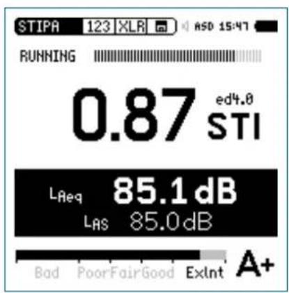 STIPA 123 XLR ASO 15:47 RUNNING 0.87 ed4.0 STI LReq 85.1dB LAS 85.0dB Bad PoorFairGood ExInt A+