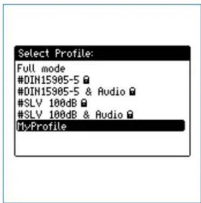Select Profile: Full mode #DIN15905-5 # #DIN15905-5 & Audio # #SLV 100dB # #SLV 100dB & Audio # MyProfile