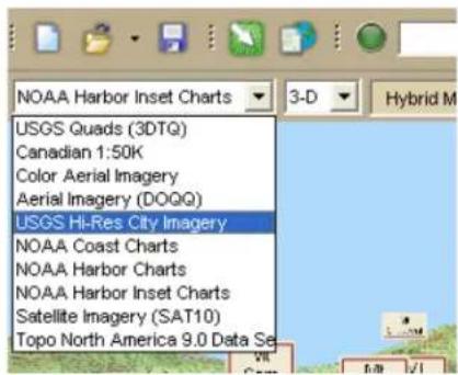 NOAA Harbor Inset Charts USGS Quads (3DTQ) Canadian 1:50K Color Aerial Imagery Aerial Imagery (DOQQ) USGS Hi-Res City Imagery NOAA Coast Charts NOAA Harbor Charts NOAA Harbor Inset Charts Satellite Imagery (SAT10) Topo North America 9.0 Data Se