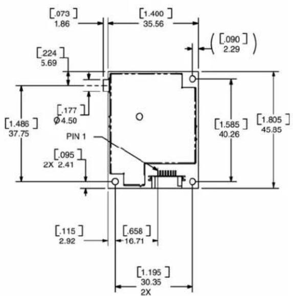 [.073] 1.86 [1.400] 35.56 [.090] 2.29 [224] 5.69 [1.486] 37.75 [.177] Ø4.50 PIN 1 [.095] 2X 2.41 [.115] 2.92 [.658] 16.71 [1.195] 30.35 2X [1.585] 40.26 [1.805] 45.85
