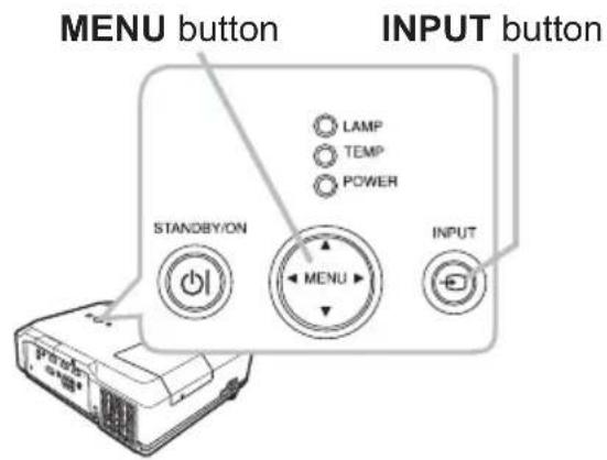 MENU button INPUT button LAMP TEMP POWER STANDBY/ON MENU INPUT