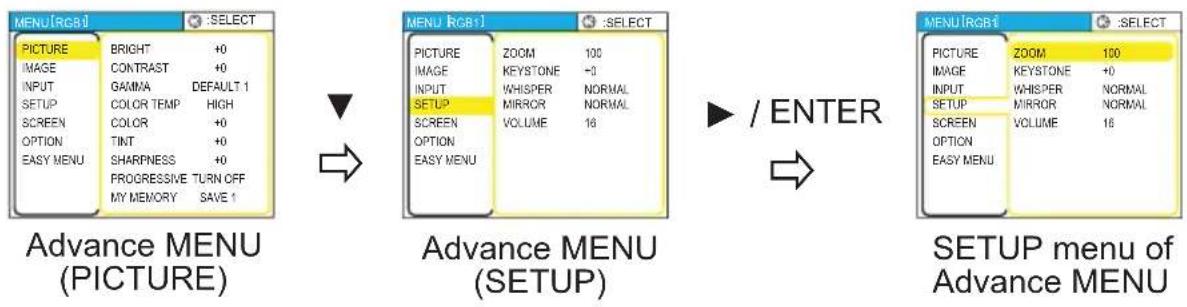 HITACHI CP-RS57 - Using the menu function - 3