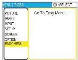 MENU: RGB1 PICTURE IMAGE INPUT SETUP SCREEN OPTION EASY MENU Go To Easy Menu...