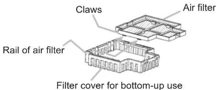 Claws Air filter Rail of air filter Filter cover for bottom-up use