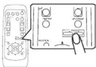 Diagram showing a remote control interface with labeled buttons and a hand pointing to the 'most' button.