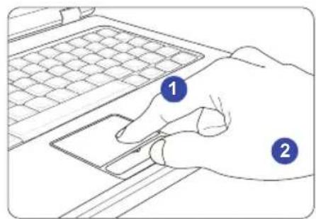 Diagram showing a hand typing on a keyboard with numbered annotations indicating key points.