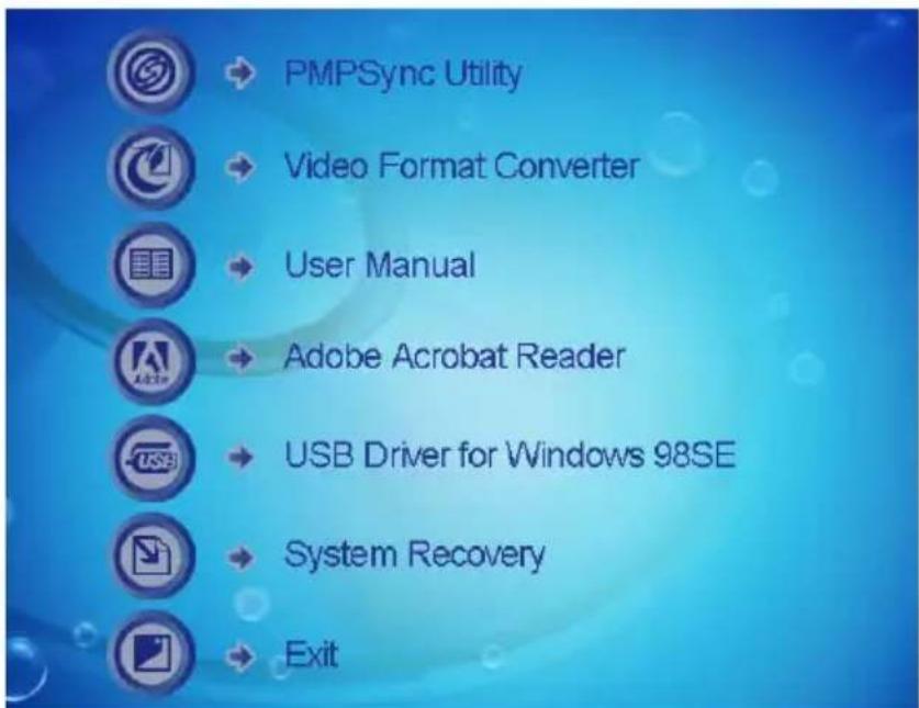 PMPSync Utility Video Format Converter User Manual Adobe Acrobat Reader USB Driver for Windows 98SE System Recovery Exit