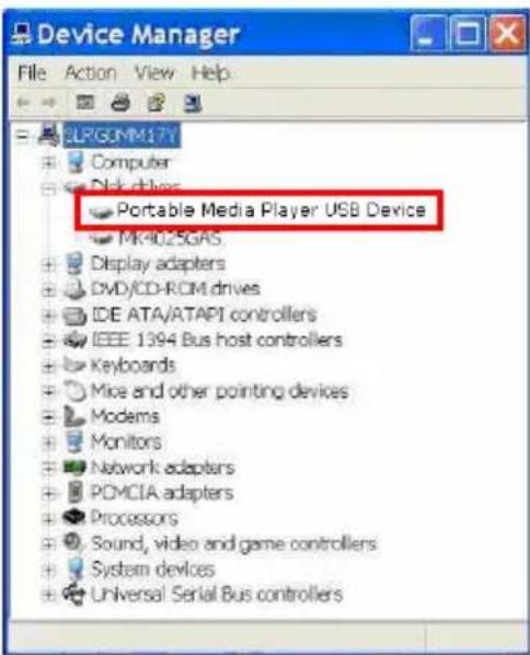 Device Manager File Action View Help SLR/SDMM17Y Computer Disk drivers Portable Media Player USB Device MK-4025GAS Display adapters DVD/CD-ROM drives IDE ATA/ATAPI controllers IEEE 1394 Bus host controllers Keyboards Mice and other pointing devices Modems Monitors Network adapters POMCIA adapters Processors Sound, video and game controllers System devices Universal Serial Bus controllers
