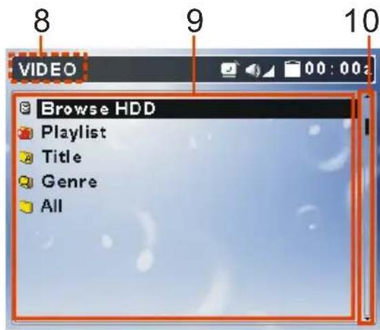 8 9 10 VIDEO Browse HDD Playlist Title Genre All