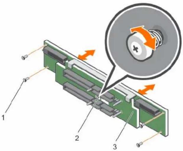Diagram of a mechanical assembly with labeled components and an inset showing a screw being inserted into a housing.