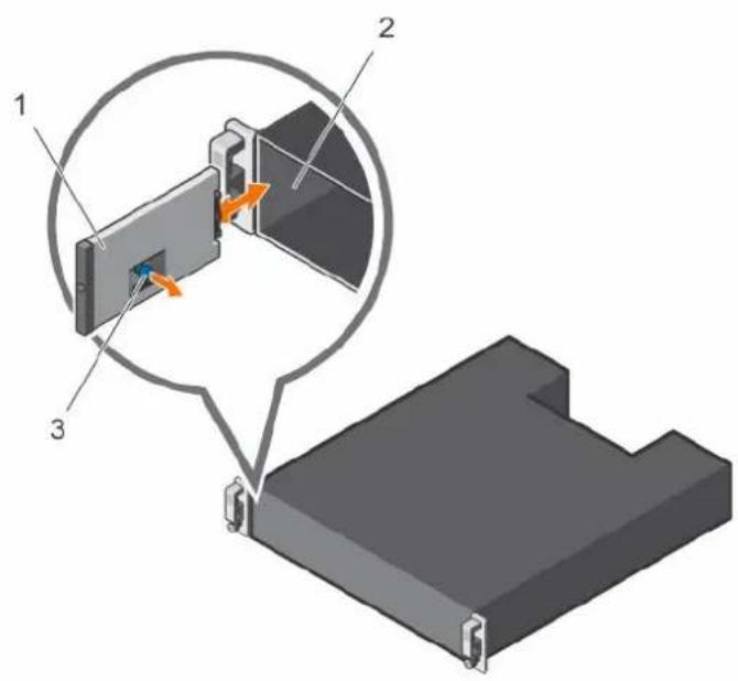 Technical diagram showing a mechanical assembly with labeled components and directional arrows indicating motion or movement.