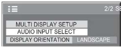 MULTI DISPLAY SETUP AUDIO INPUT SELECT DISPLAY ORIENTATION: LANDSCAPE