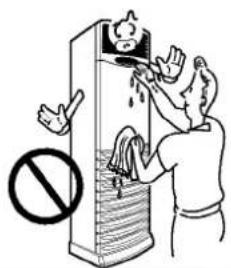 Illustration showing a person cleaning a high-rise appliance with a 'no sign' symbol, indicating no proper action or absence.
