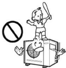 Cartoon illustration showing a child standing on a device with a prohibition symbol, likely depicting a prohibition or prohibition concept.