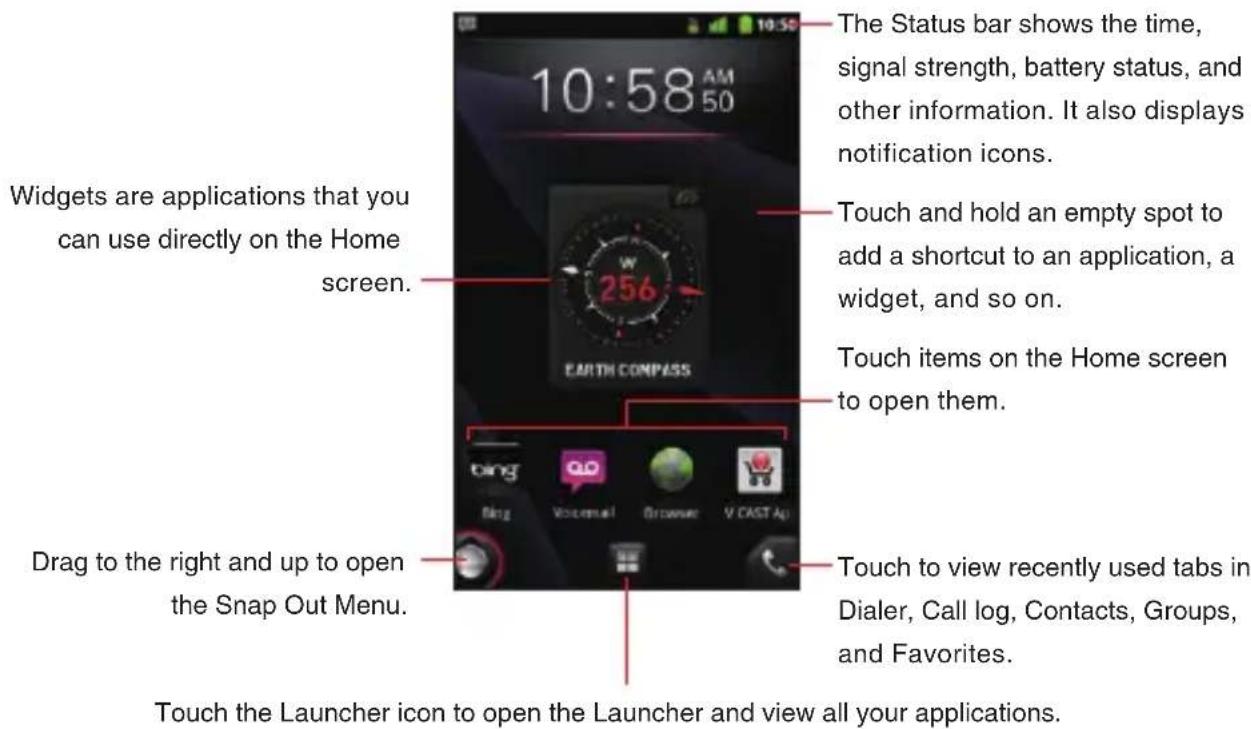 CASIO G'zOne Commando - Getting to know the Home screen - 1