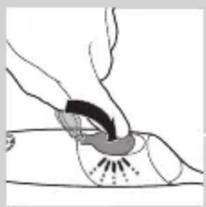 Illustration of a hand holding a tool interacting with a curved object (no text or symbols visible)