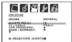 TOSHIBA TheaterWide 30HF66 - Para ajustar el reloj: (Ejemplo: 8:30 AM Marzo, 25 (SAB), 2006) - 1