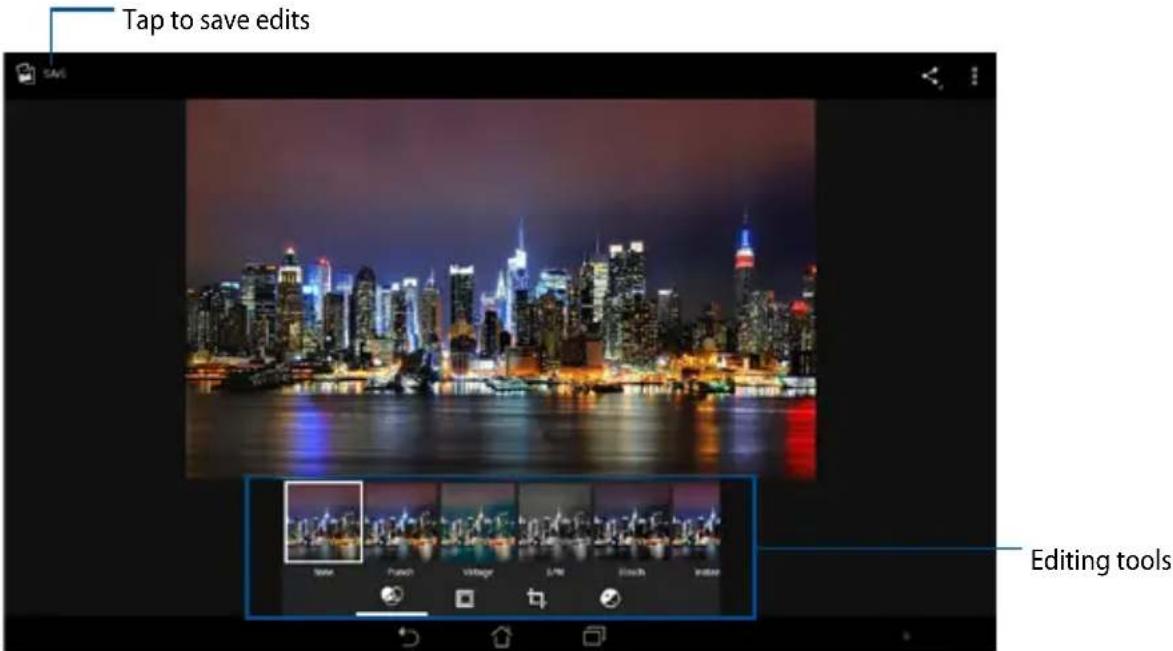 Tap to save edits Editing tools