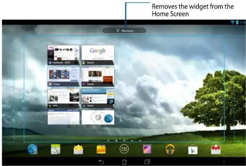 Removes the widget from the Home Screen Remove