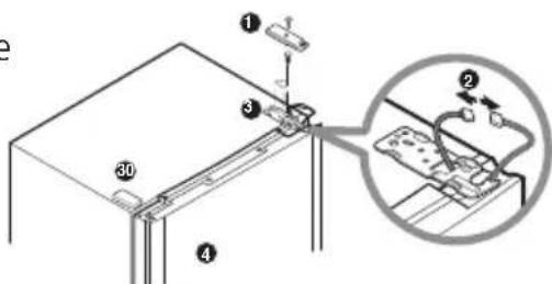 Technical diagram showing a mechanical assembly with numbered components and an inset close-up of a component detail.