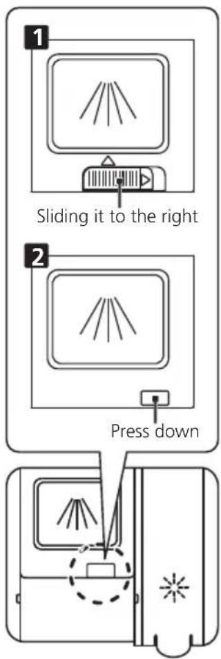 Sliding it to the right Press down