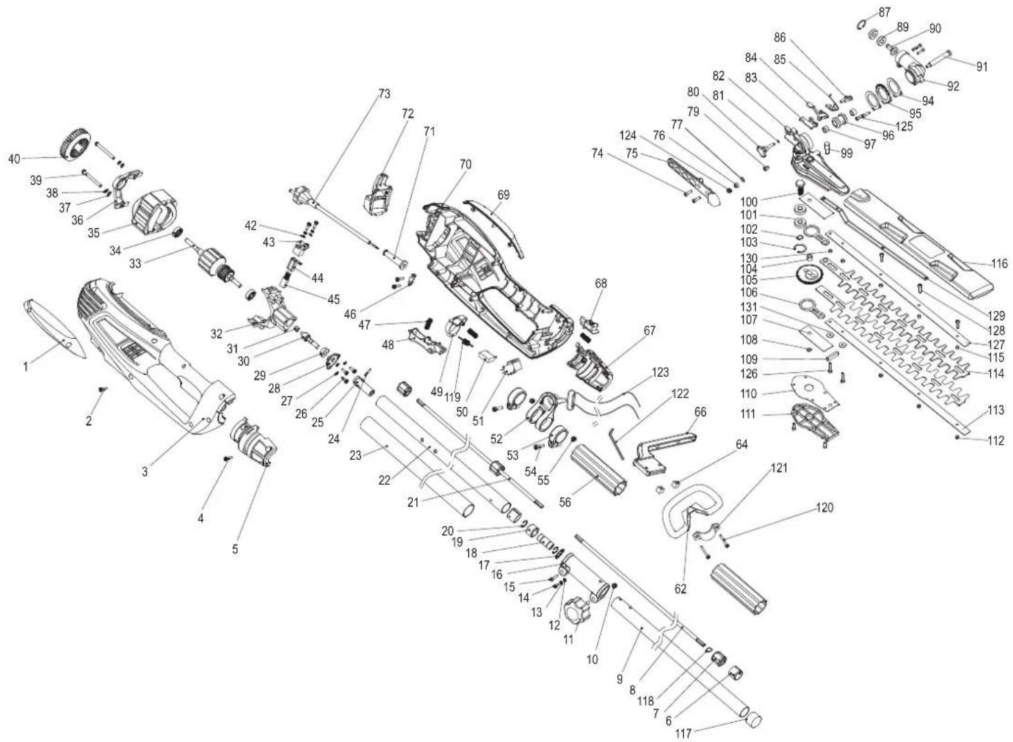 Exploded view diagram of a mechanical assembly with numbered parts for identification