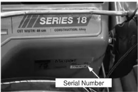 SERIES 18 CUT WIDTH: 46 cm | CONSTRUCTION ALRY 75 Masport T763014 Serial Number
