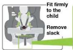 Fit firmly to the child Remove slack