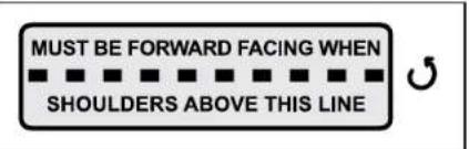 MUST BE FORWARD FACING WHEN ■ ■ ■ ■ ■ ■ ■ ■ ■ ■ SHOULDERS ABOVE THIS LINE