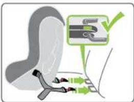 Diagram showing car seatbelt usage with a checkmark indicating selection of seats