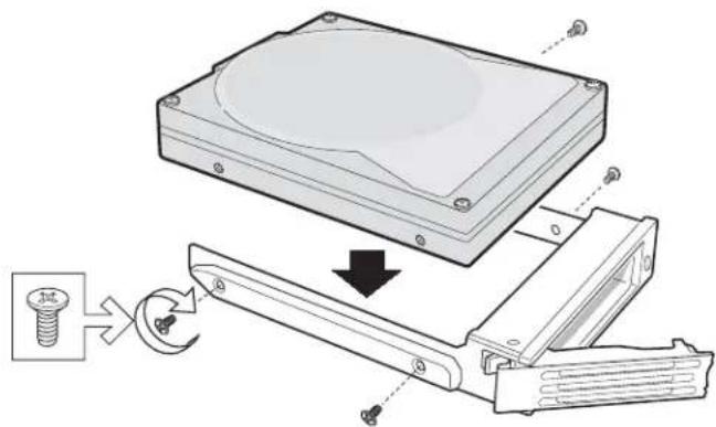Diagram illustrating the assembly process of a hard disk drive, showing component disassembly and mounting mechanism.