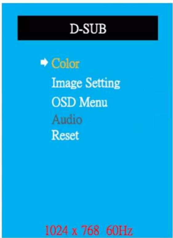 Advantech IDS-3215 - OSD Main Menu: Push the MENU Key - 1
